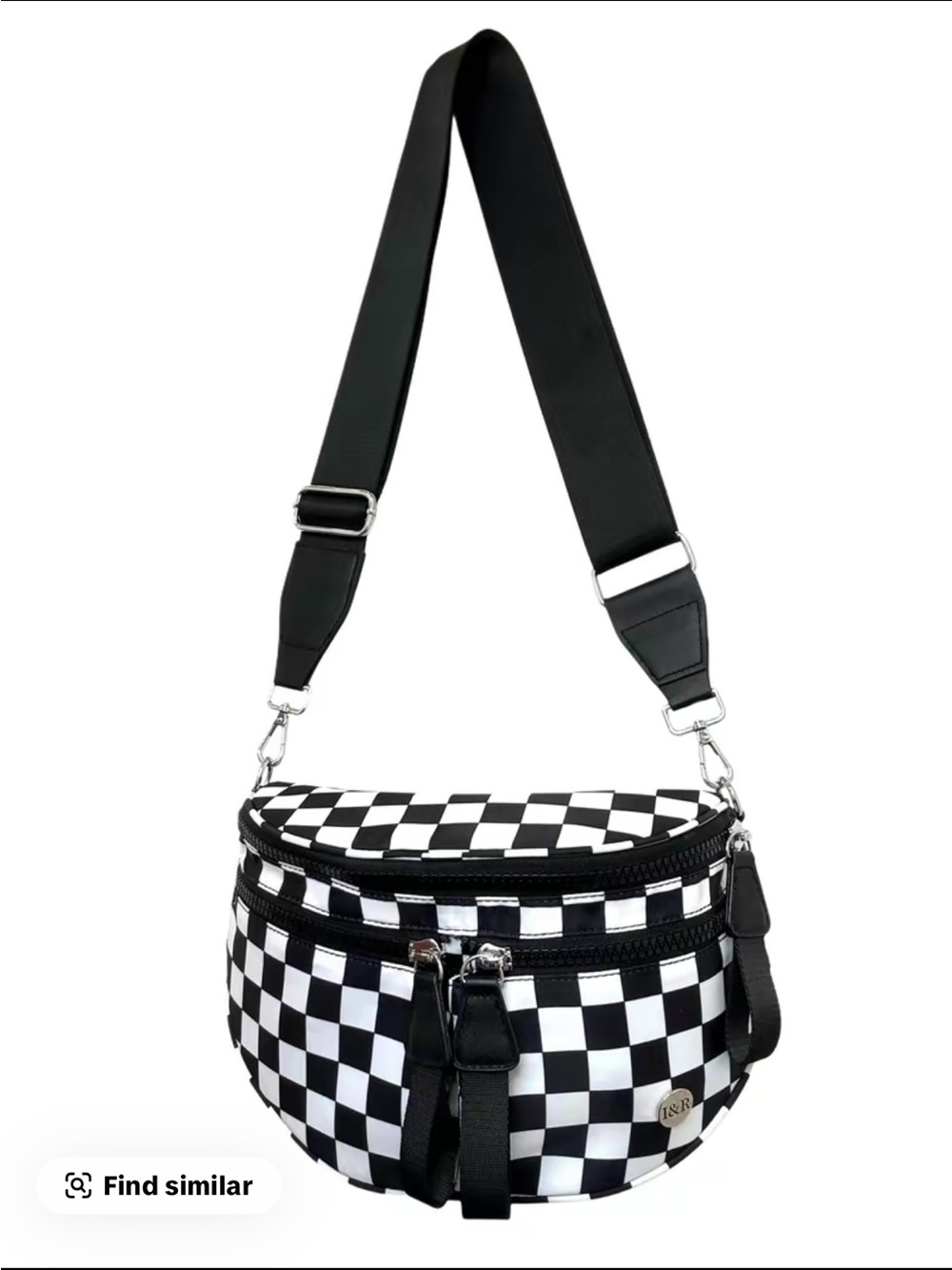 Black & White Checkered Crossbody Bag- Iris & Rainbow